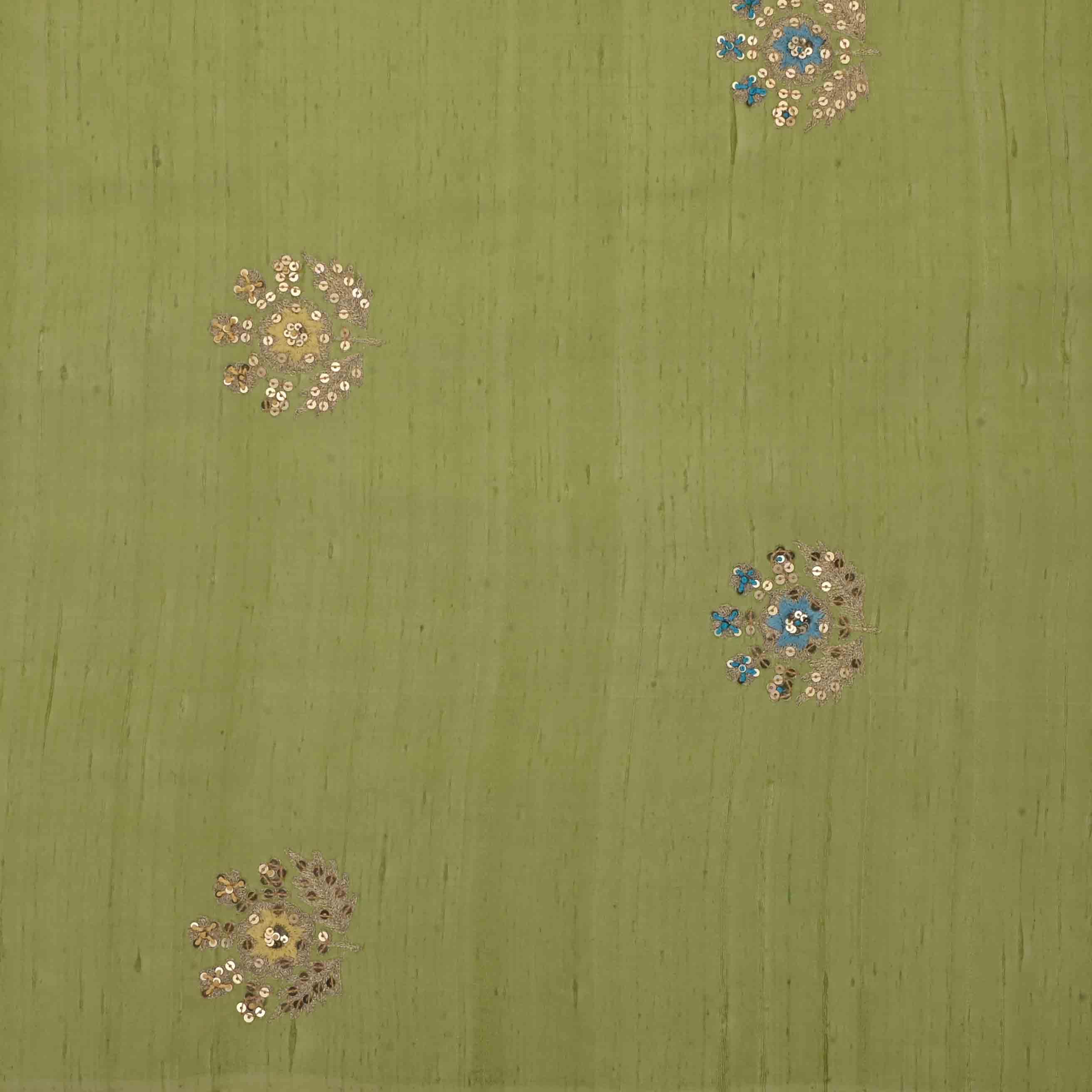 Light Olive Green Dupion Embroidery Fabric