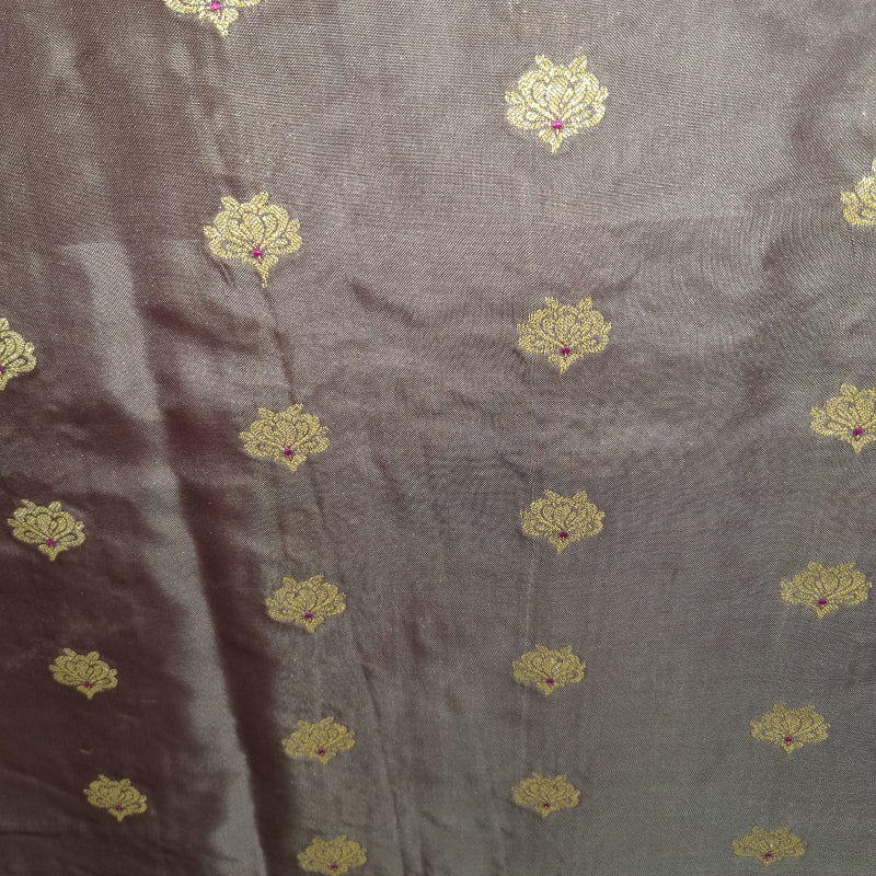 Ash Grey Vibhuti Katan Silk Fabric