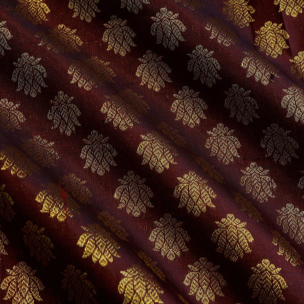 Brown Silk Fabric With Buttis