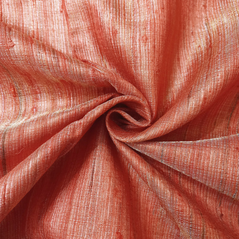 Kesari Saffron Orange Tussar Plain Fabric