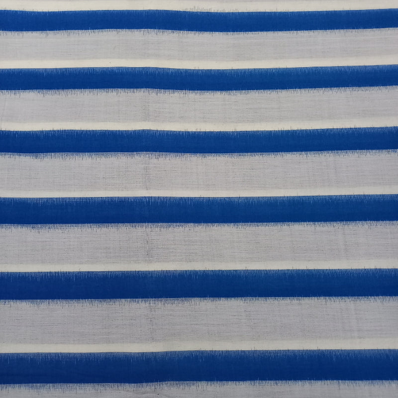 Megha Akash Blue And White Striped Cotton Fabric