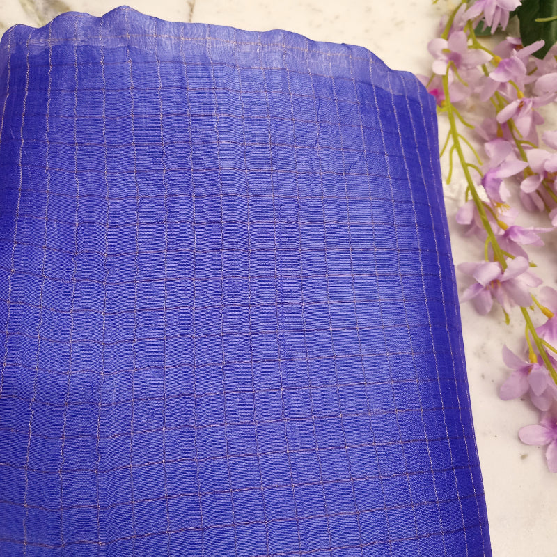 Navy Blue Checkered Fabric