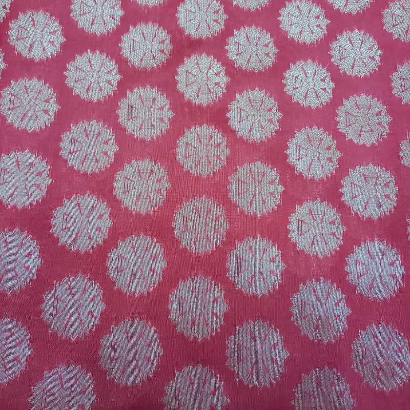 Maroon Silk Fabric With Floral Buttis