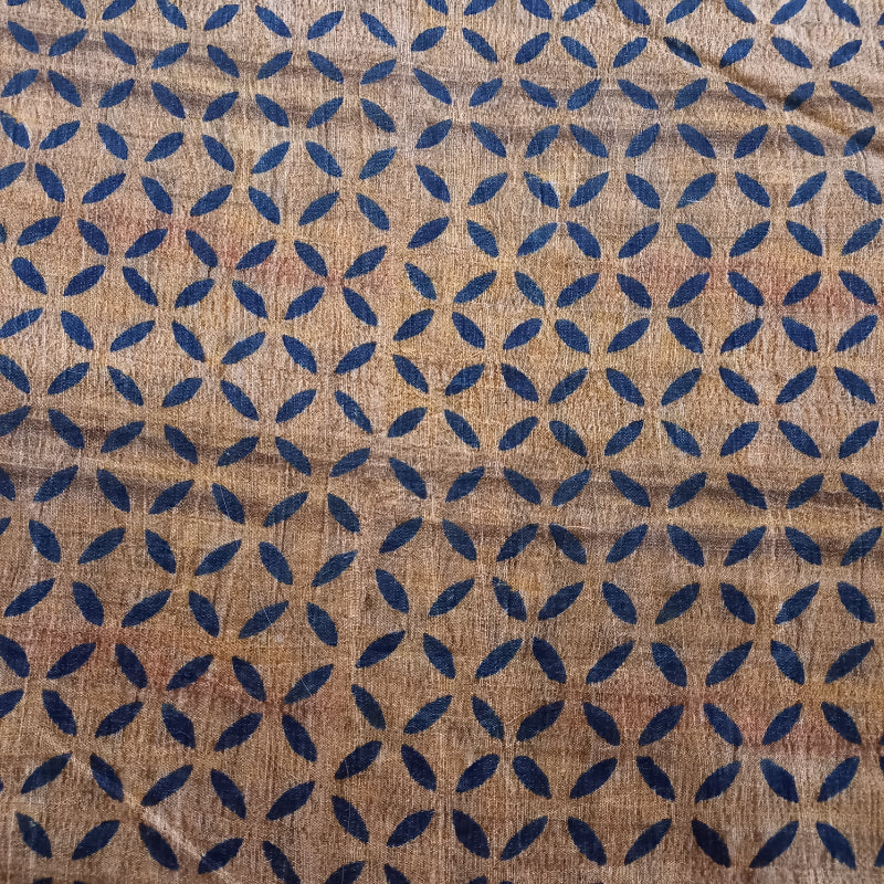 Beige Printed Dupion Silk Fabric