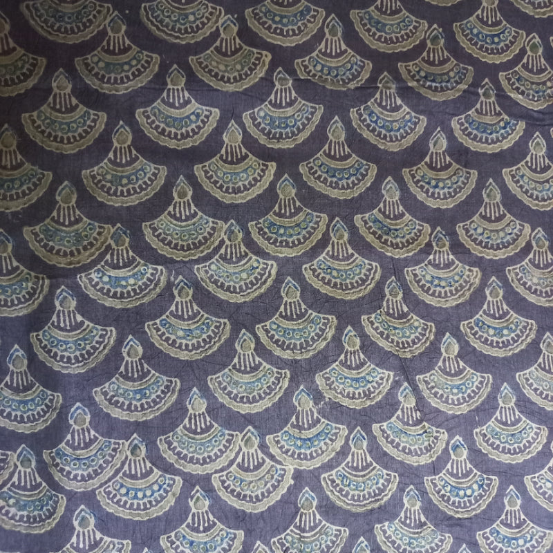 Faded Blue Tussar Printed Fabric