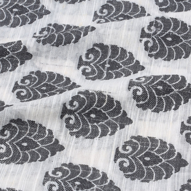 Cloud Grey Cotton Fabric With Floral Buttis