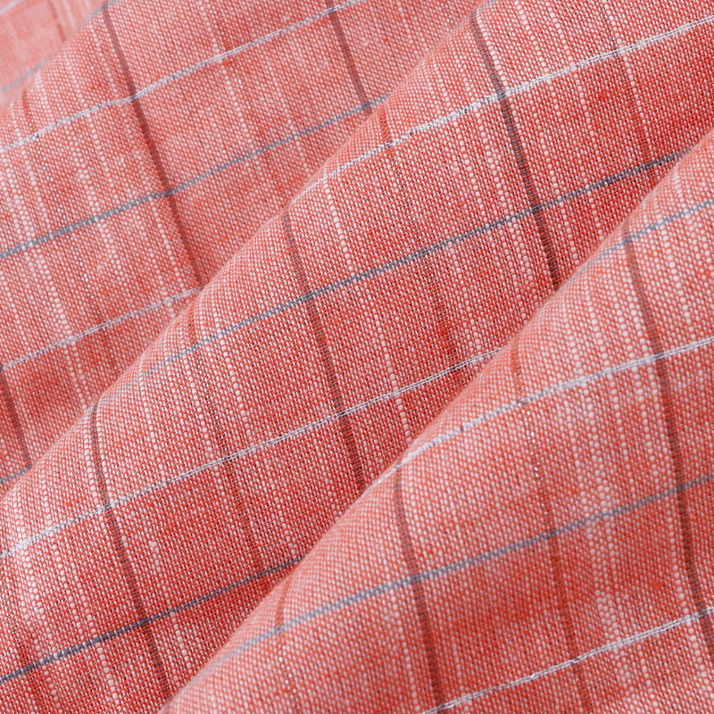 Light Coral Pink Cotton Fabric With Checks