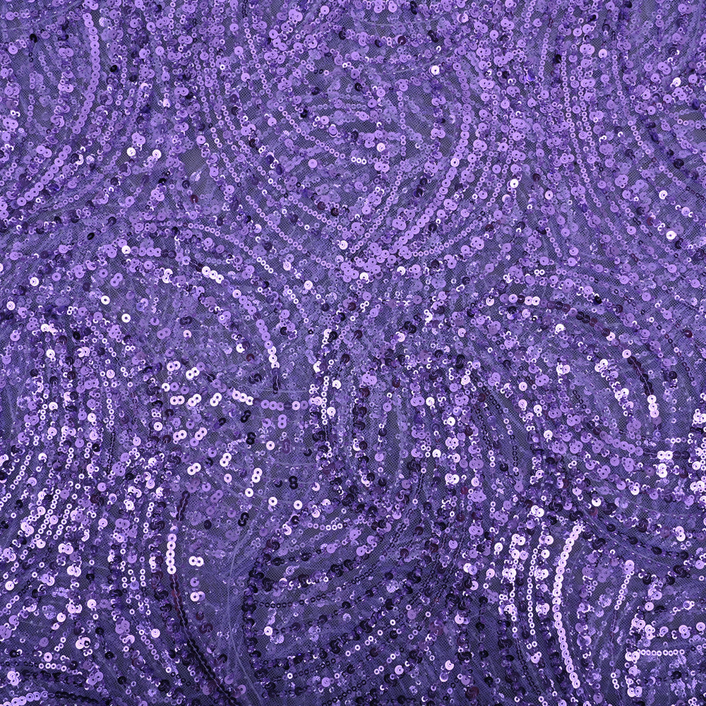 Blue Violet Premium Net Fabric With Sequin Embroidery