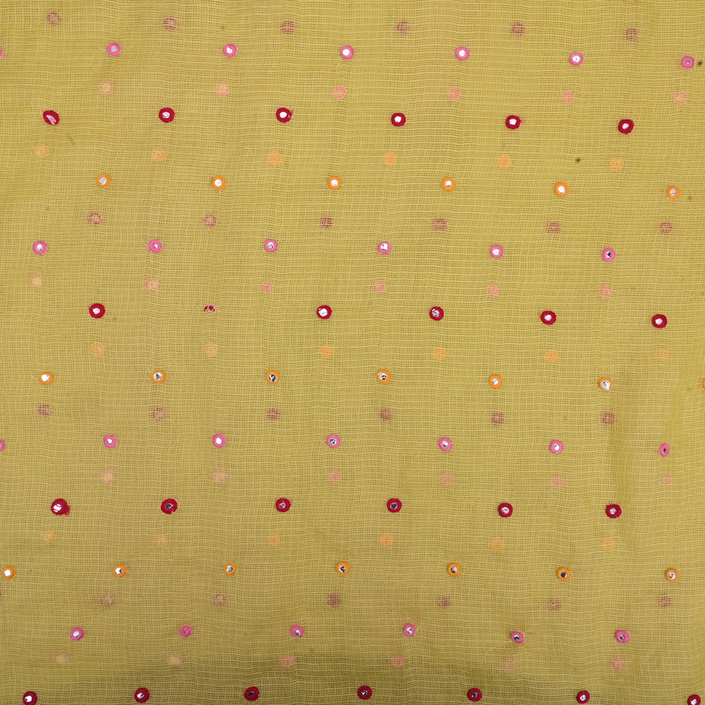 Clover Lime Yellow Kota Fabric