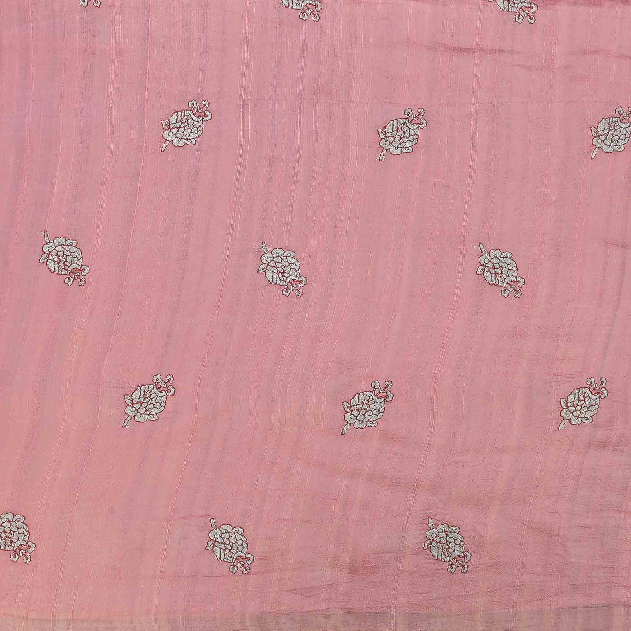 Light Pink Raw Silk Embroidery Fabric