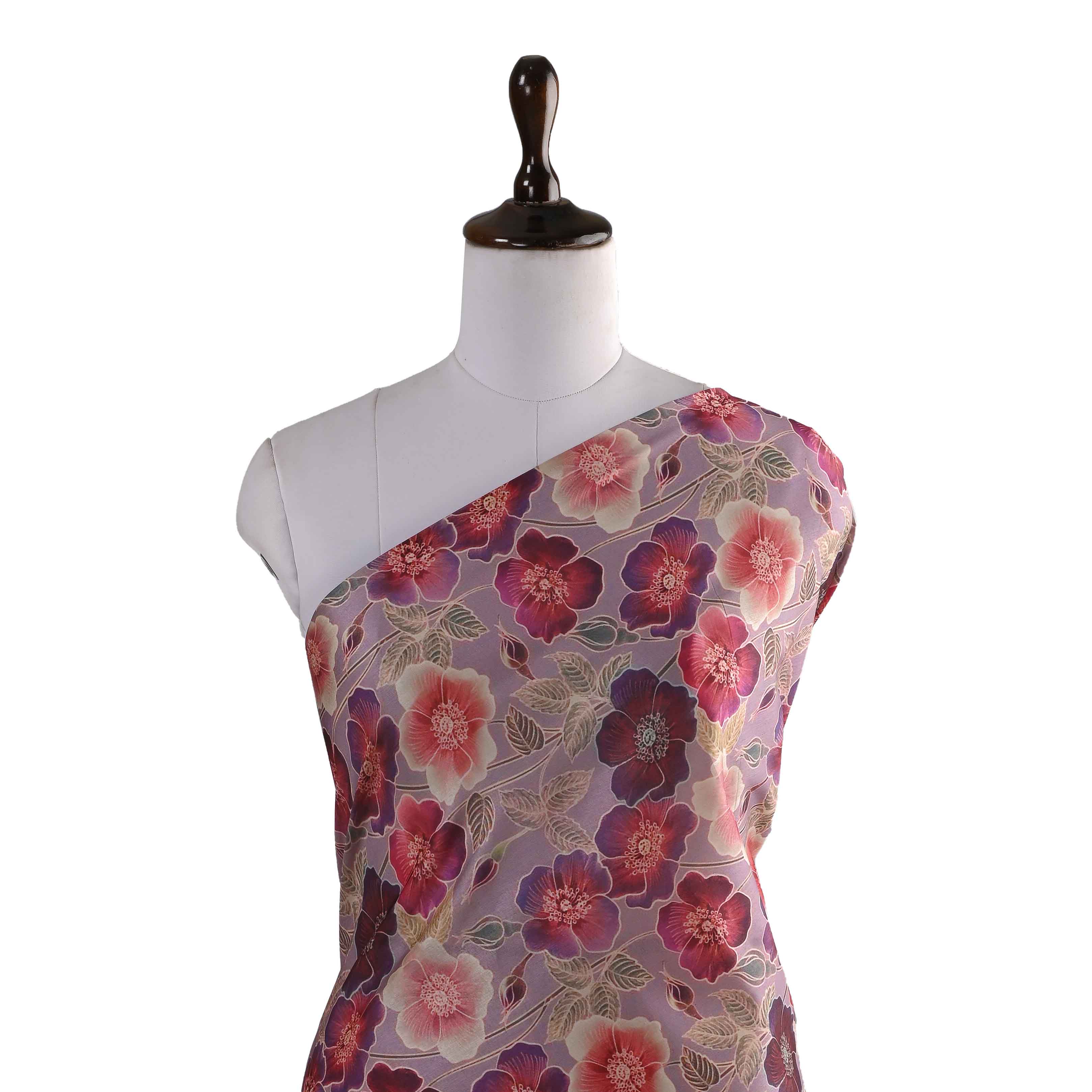 Pastels Tussar Floral Printed Fabric