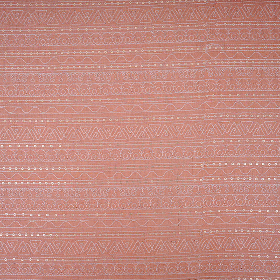 Pastel Peach Moonga Embroidery Fabric