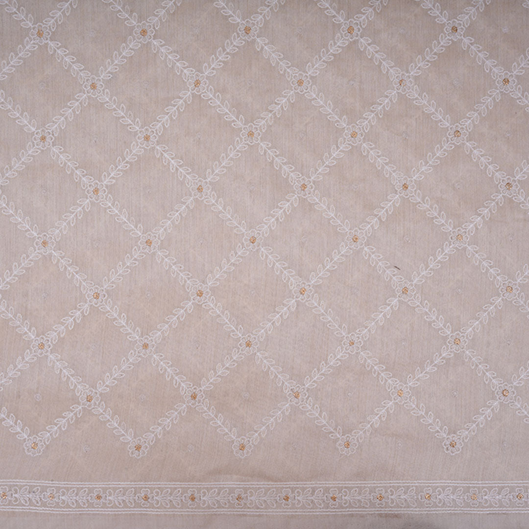 Soft Cream Moonga Embroidery Fabric