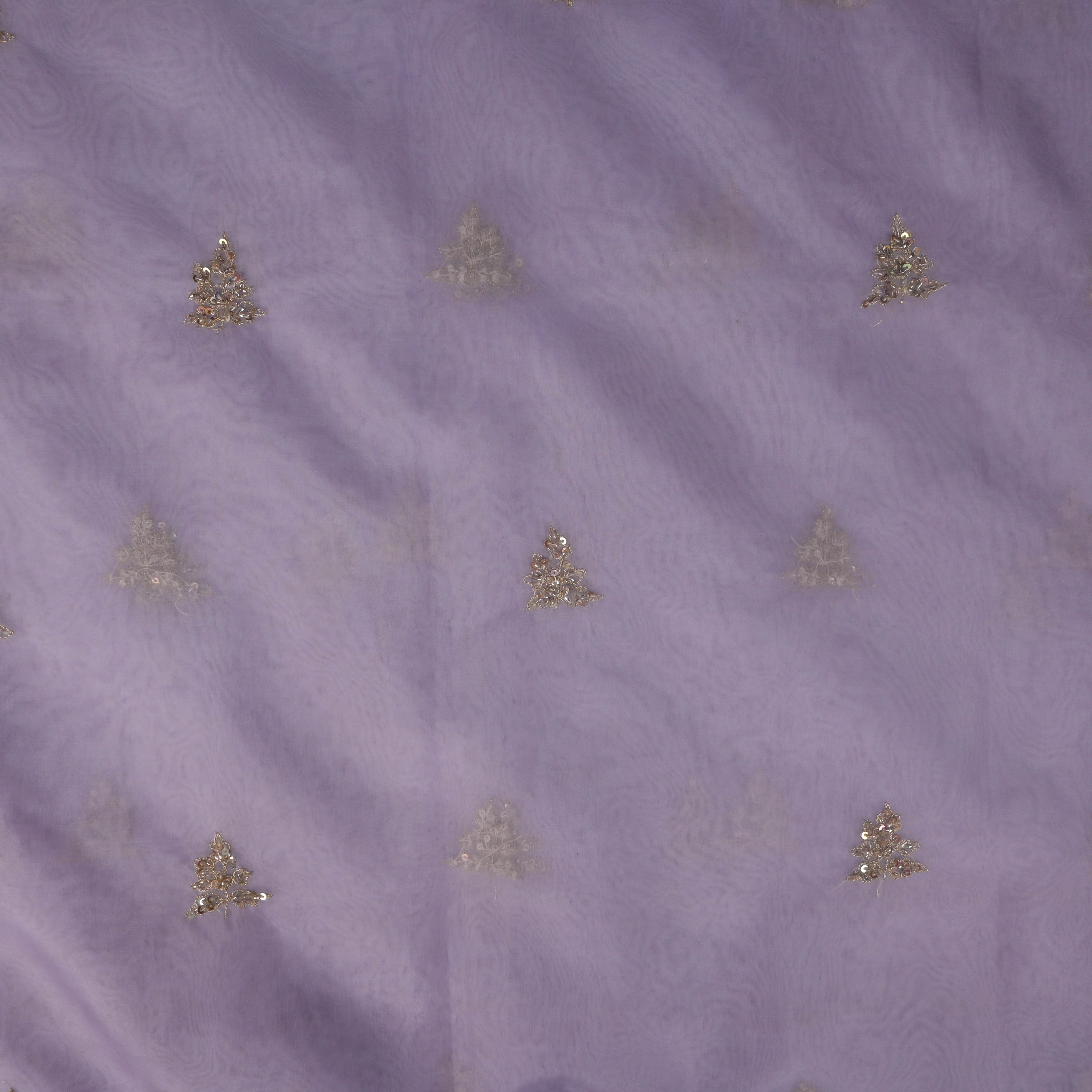 Fantasia Purple Butti Embroidered Organza Fabric