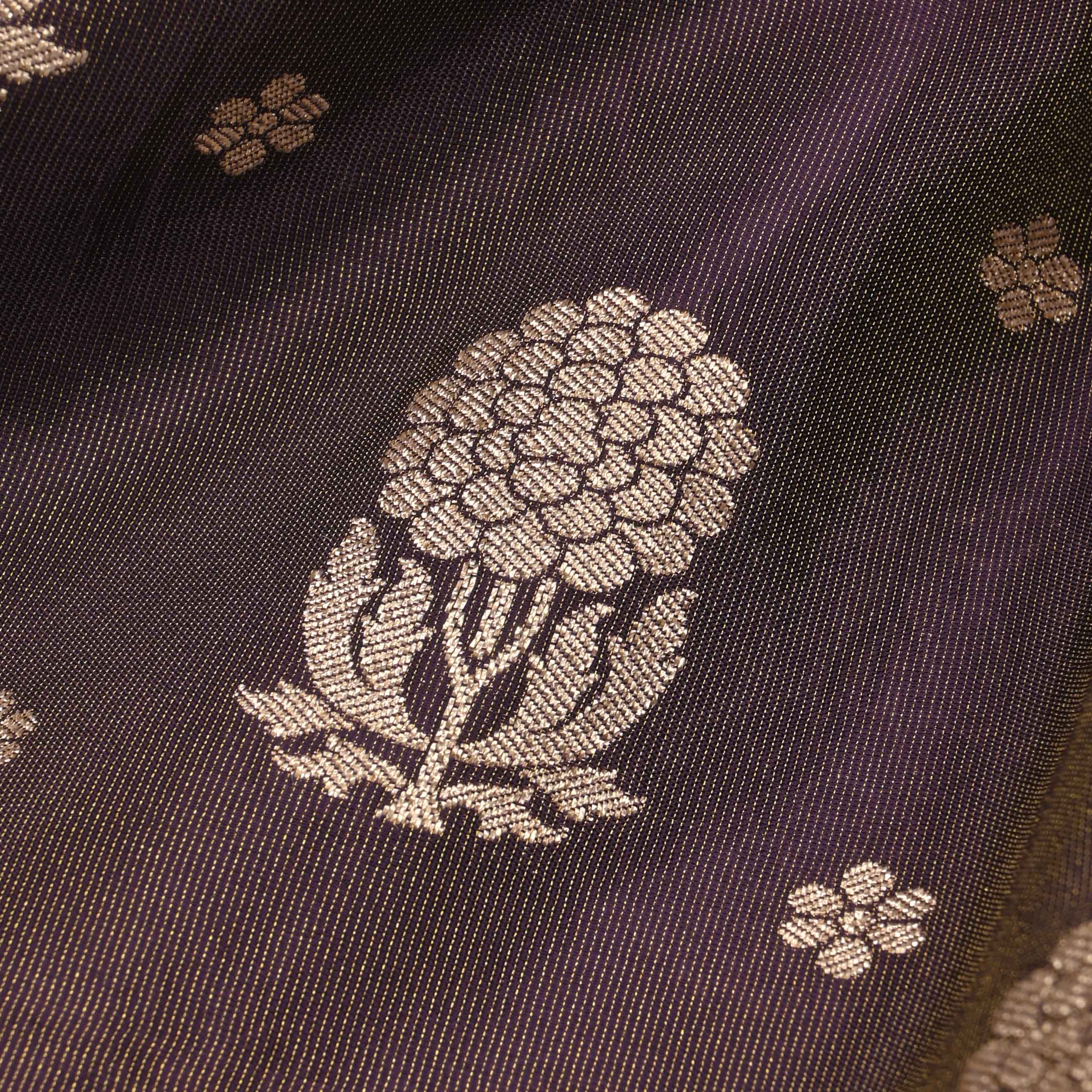 Deep Aubergine Jamawar Silk Fabric