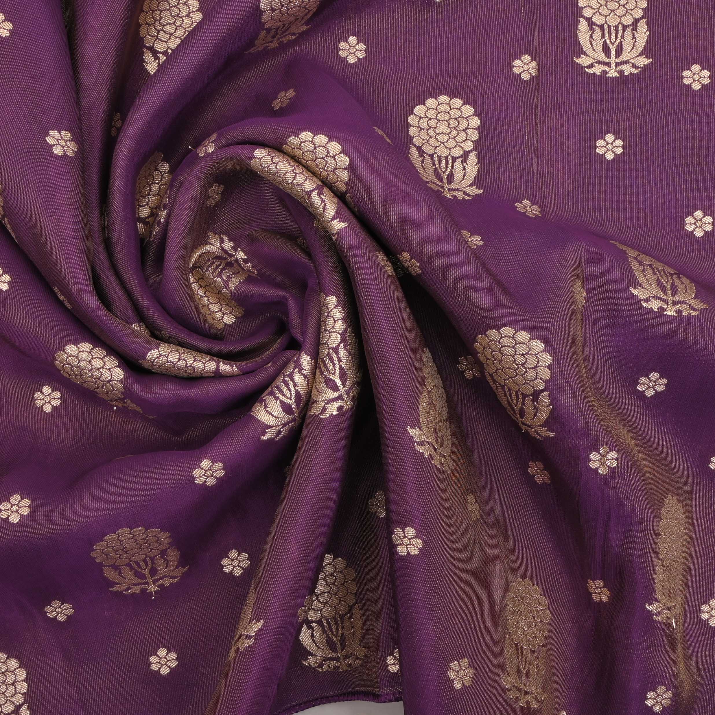 Byzantine Purple Tissue Fabric With Zari Weaving