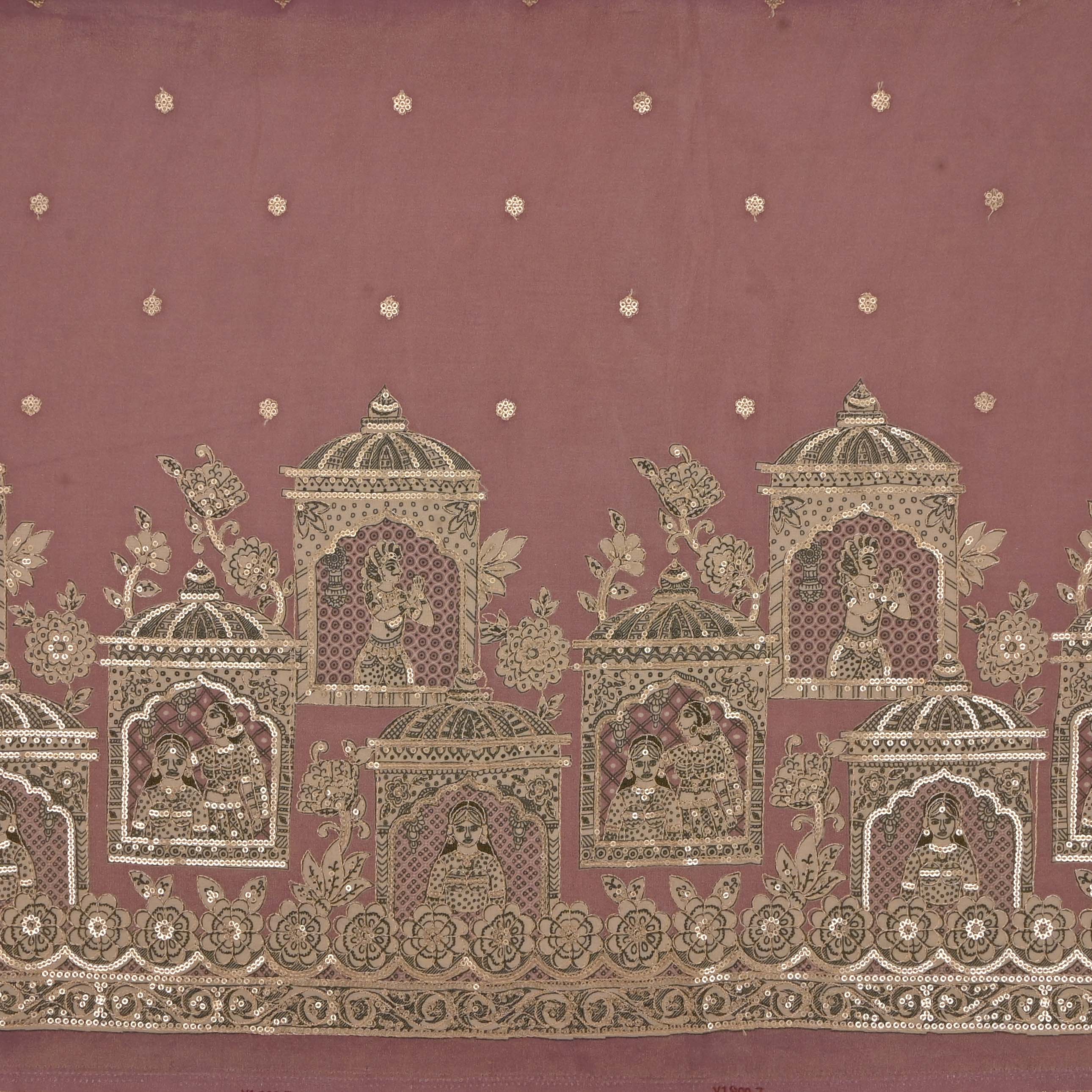 Rose Gold Tissue Embroidery Border Fabric