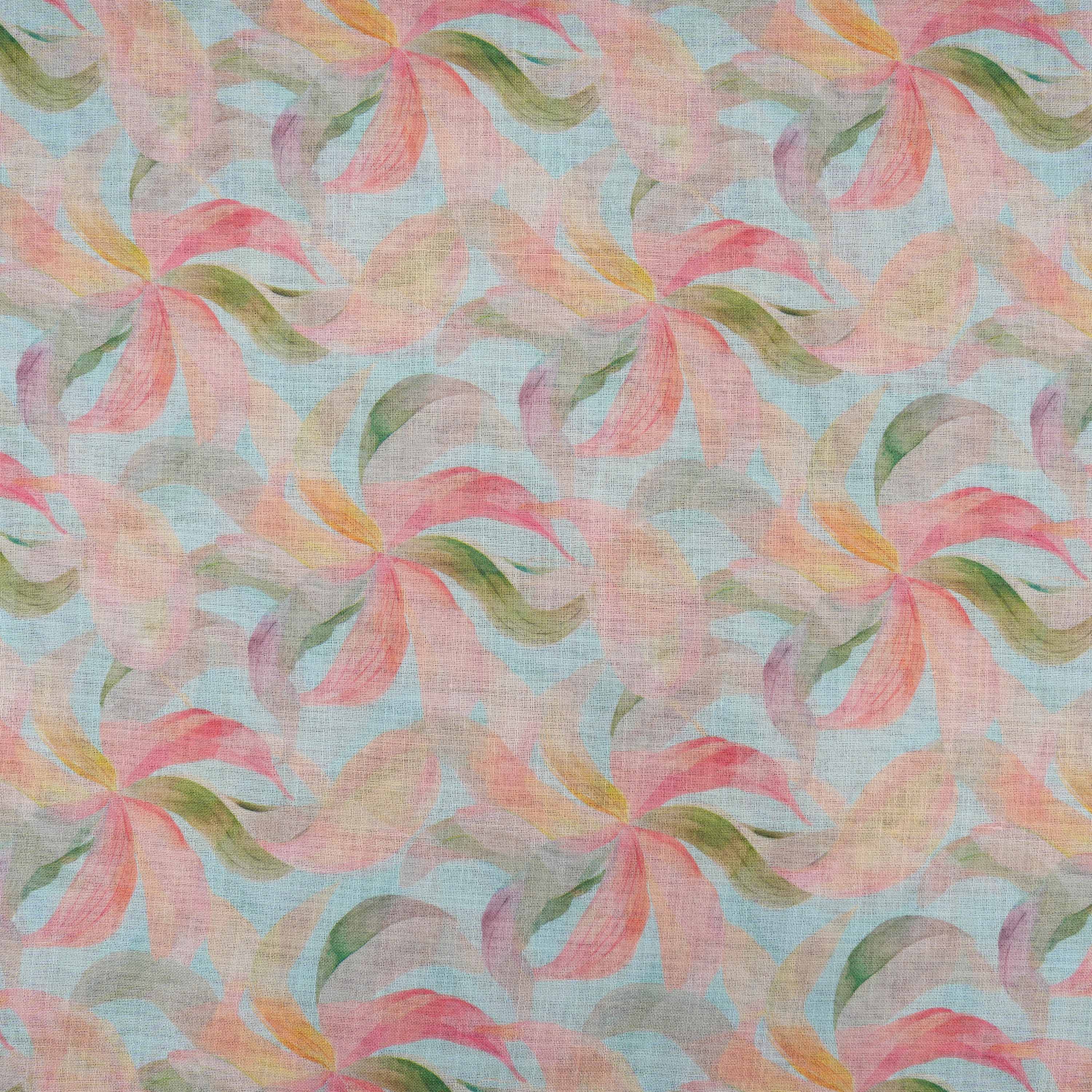 Shadow Green Aesthetic Floral Print Linen Fabric