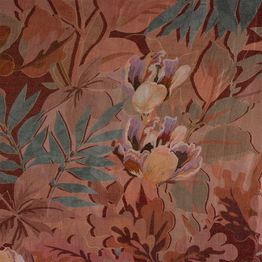 Dusty Pink Digital Printed Floral Tissue Fabric