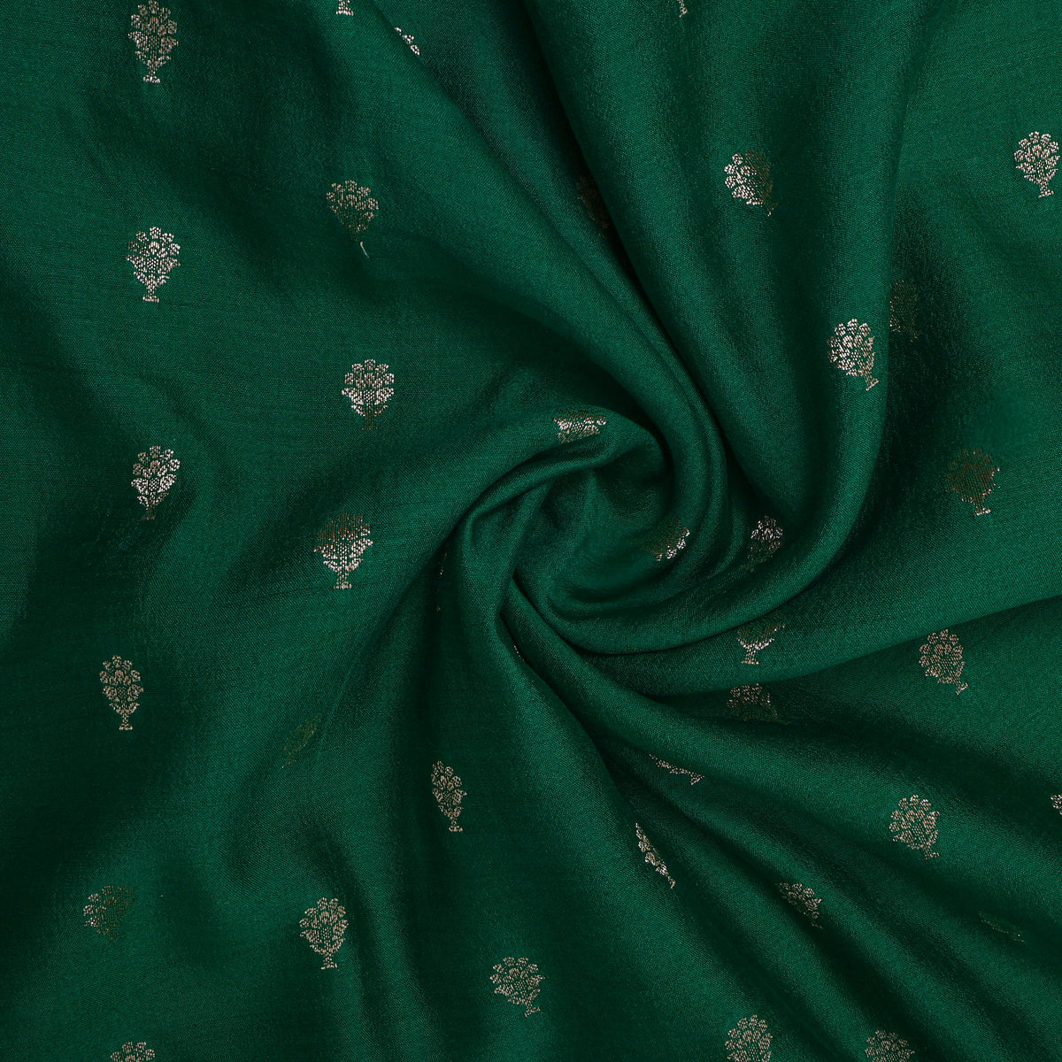 Juniper Gold Zari Bouquet Butti Self Weave Jamawar Silk Fabric
