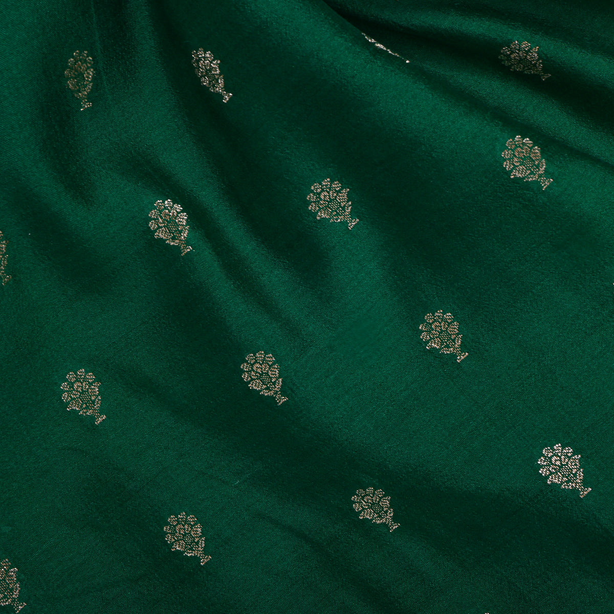 Juniper Gold Zari Bouquet Butti Self Weave Jamawar Silk Fabric