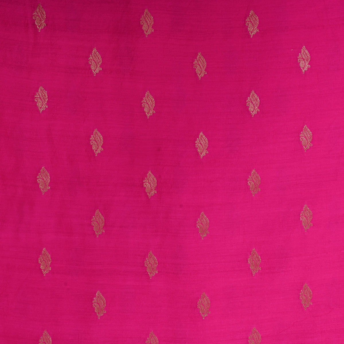 Cerise Gold Zari Paisley Butti Self Weave Jamawar Silk Fabric