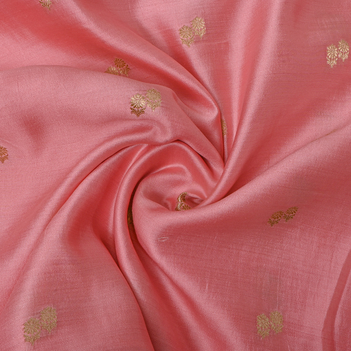Blush Rose Gold Zari Floral Butti Jamawar Silk Fabric