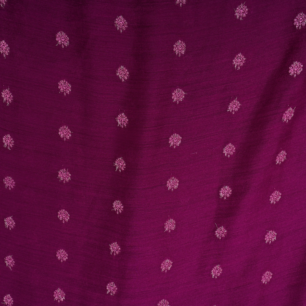 Aubergine Floral Butti Self Weave Jamawar Silk Fabric