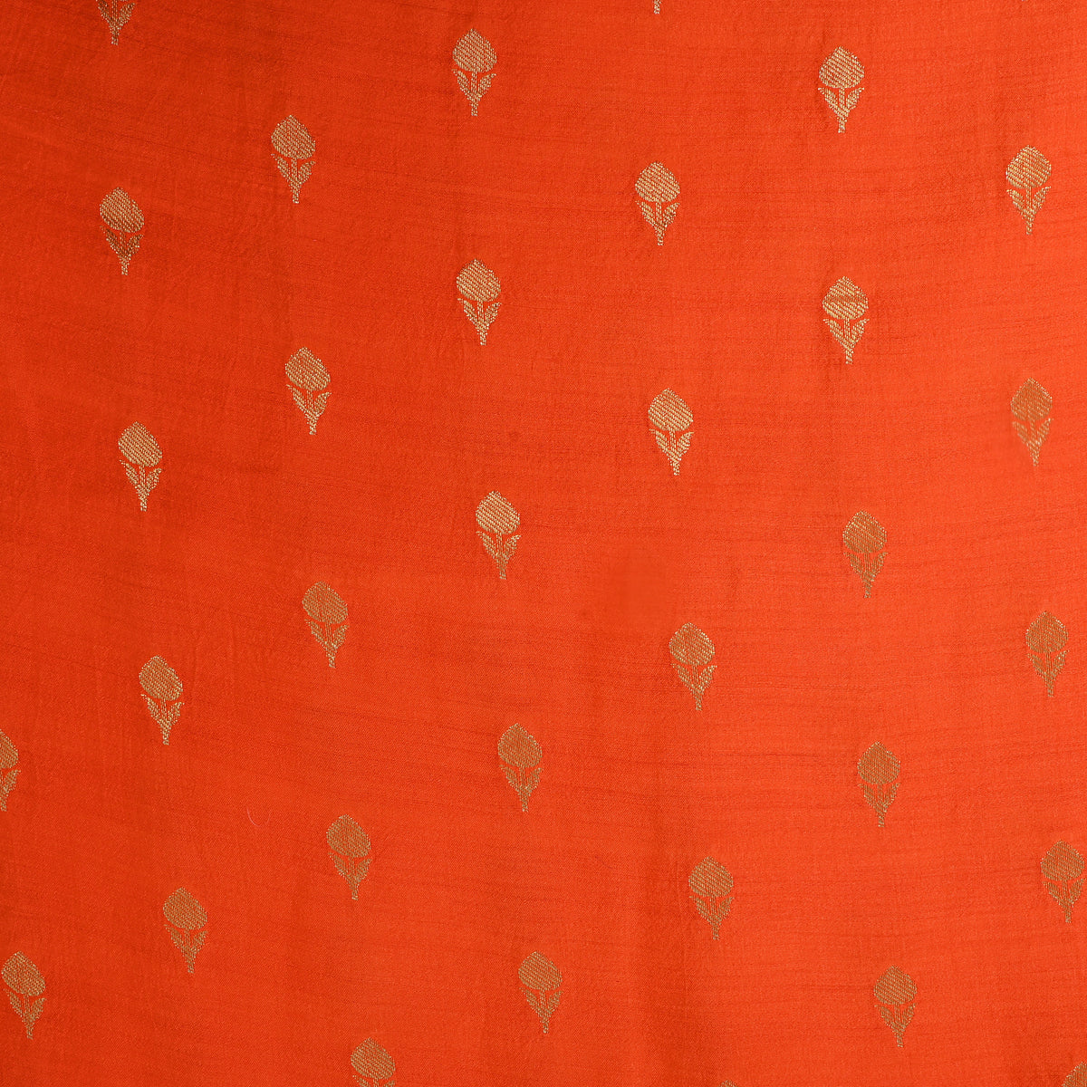 Persimmon Gold Zari Bud Butti Self Weave Jamawar Silk Fabric