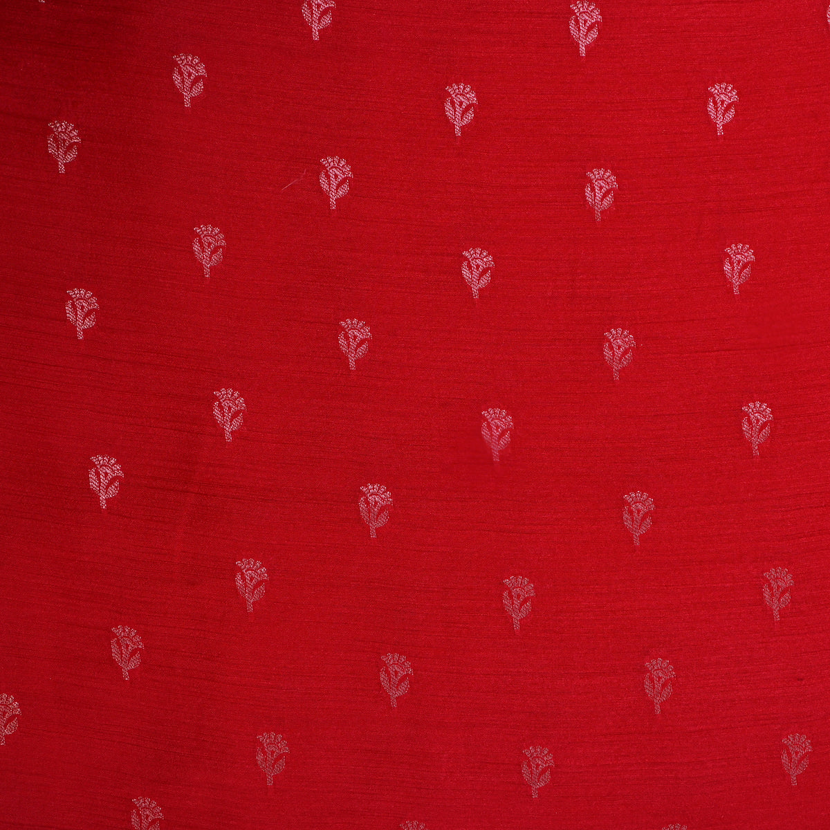 Ruby Silver Zari Floral Butti Self Weave Jamawar Silk Fabric