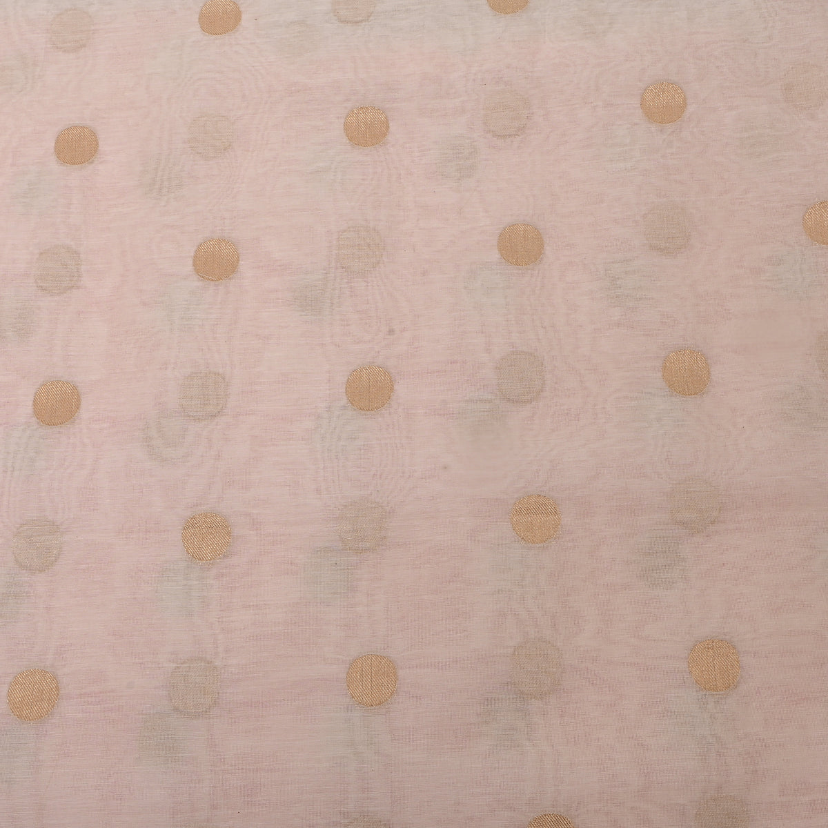 Champagne White Gold Zari Oval Butti Jamawar Tussar Fabric