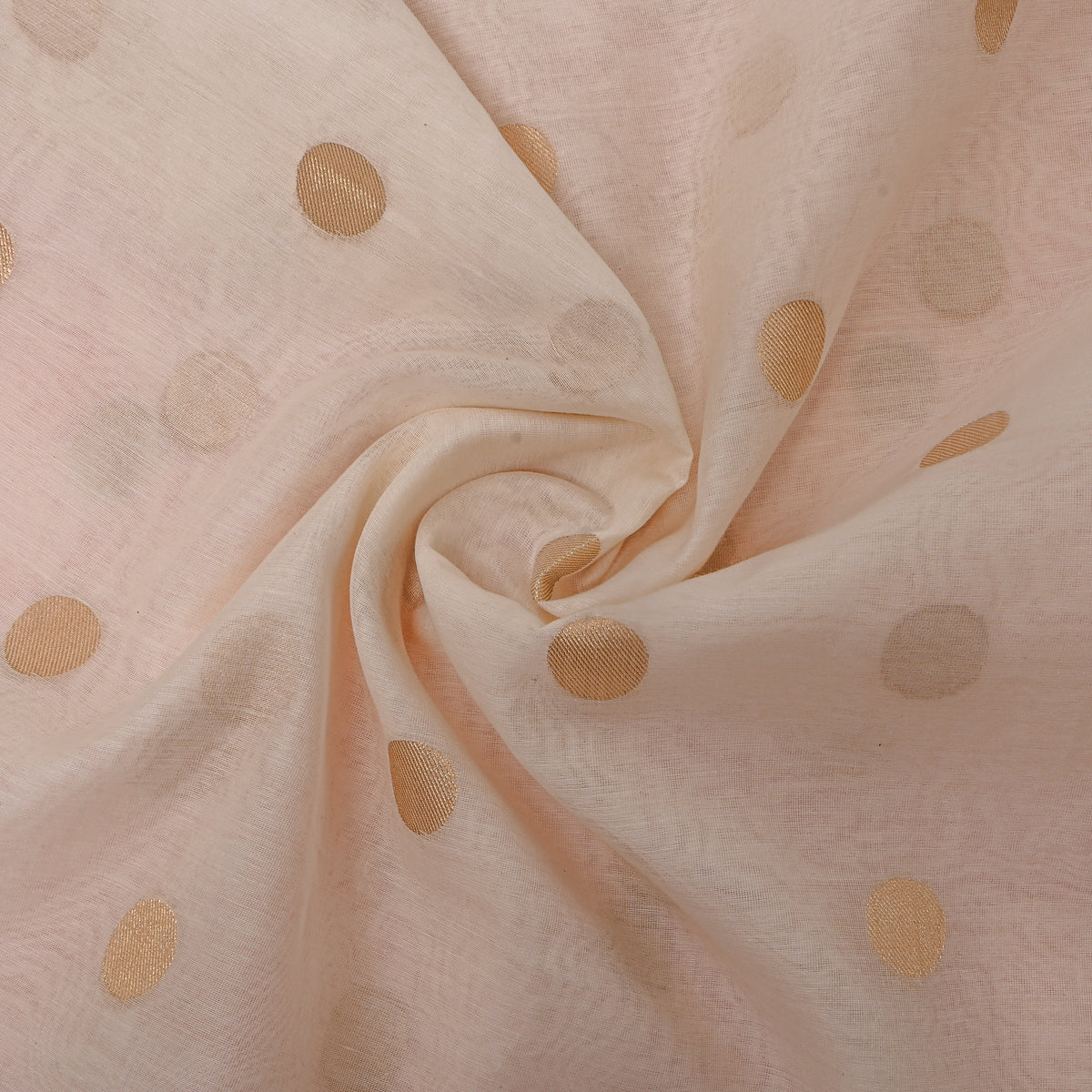 Champagne White Gold Zari Oval Butti Jamawar Tussar Fabric