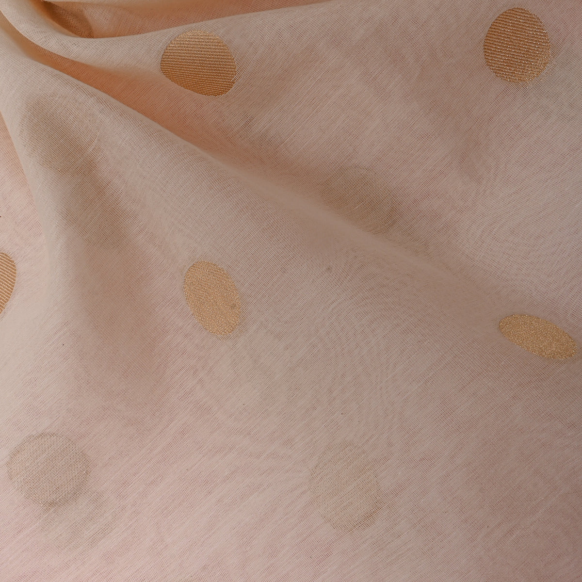 Champagne White Gold Zari Oval Butti Jamawar Tussar Fabric