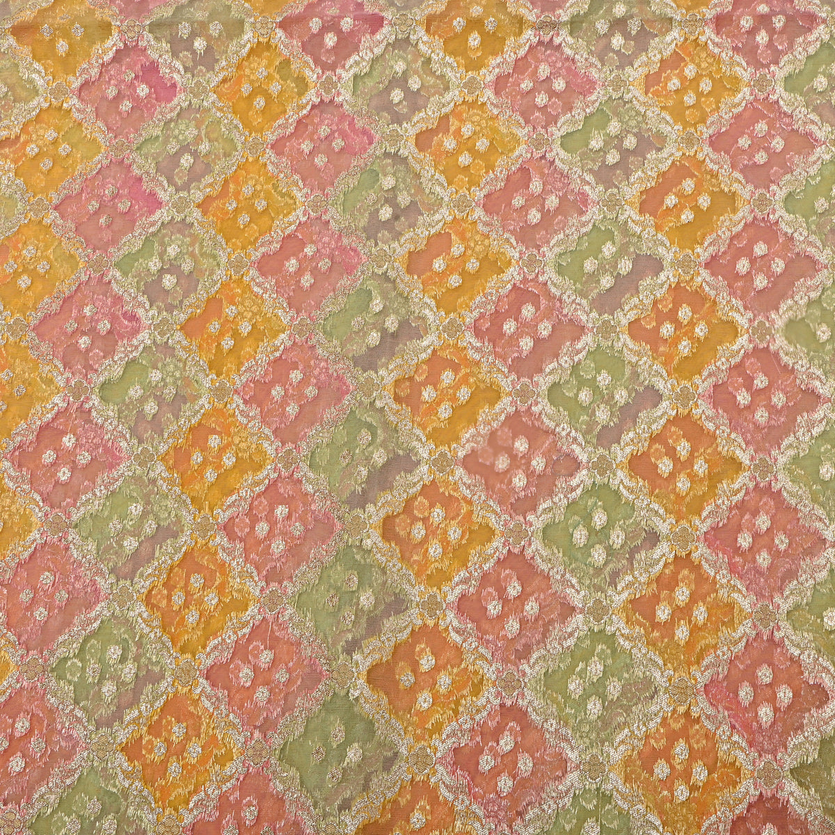 Multicolour Gota Patti Embroidery Organza Fabric