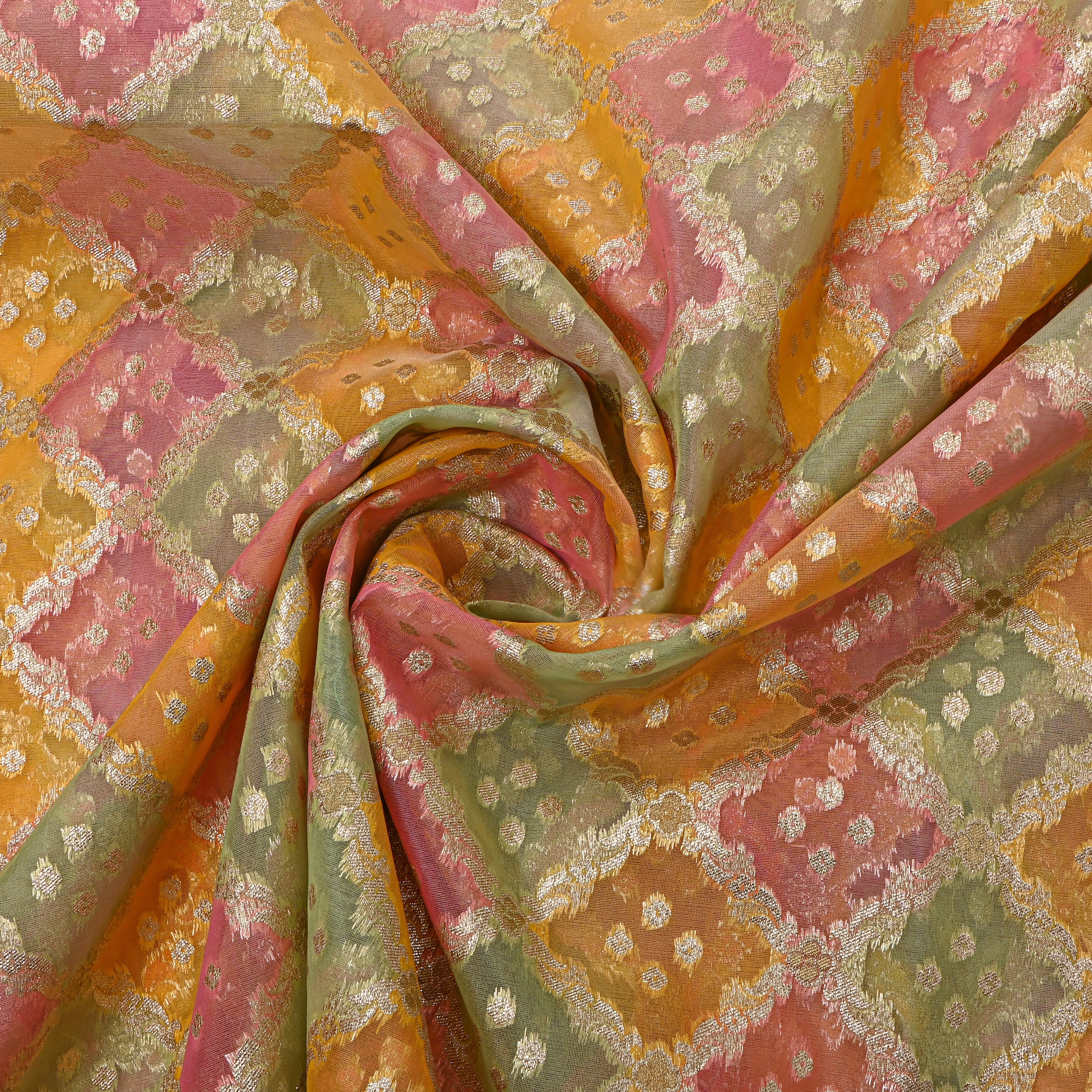Multicolour Gota Patti Embroidery Organza Fabric