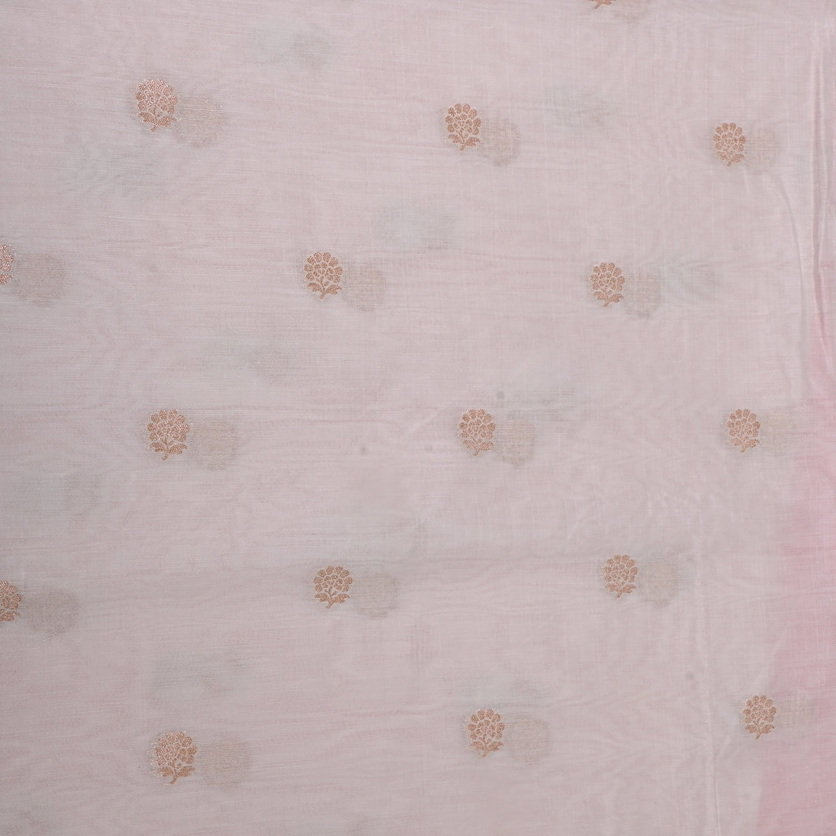 Petal White Gold Zari Floral Butti Jamawar Silk Fabric