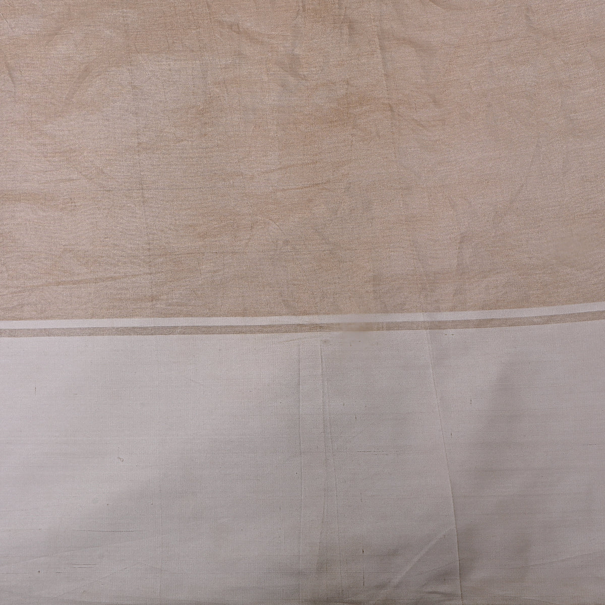 Champagne Beige Broad Cream Border Jamawar Silk Fabric