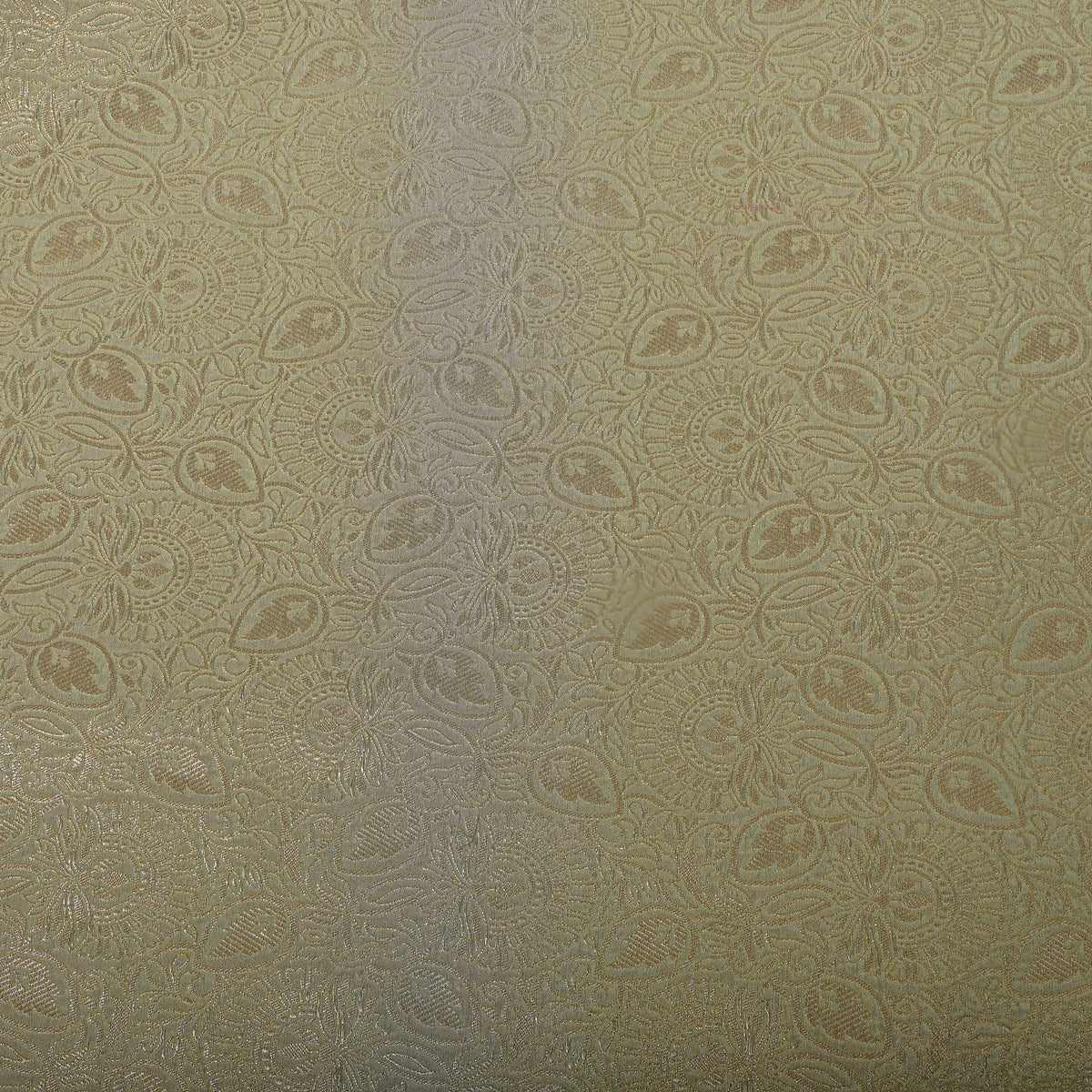 Antique Gold Floral Self Weave Jamawar Silk Fabric