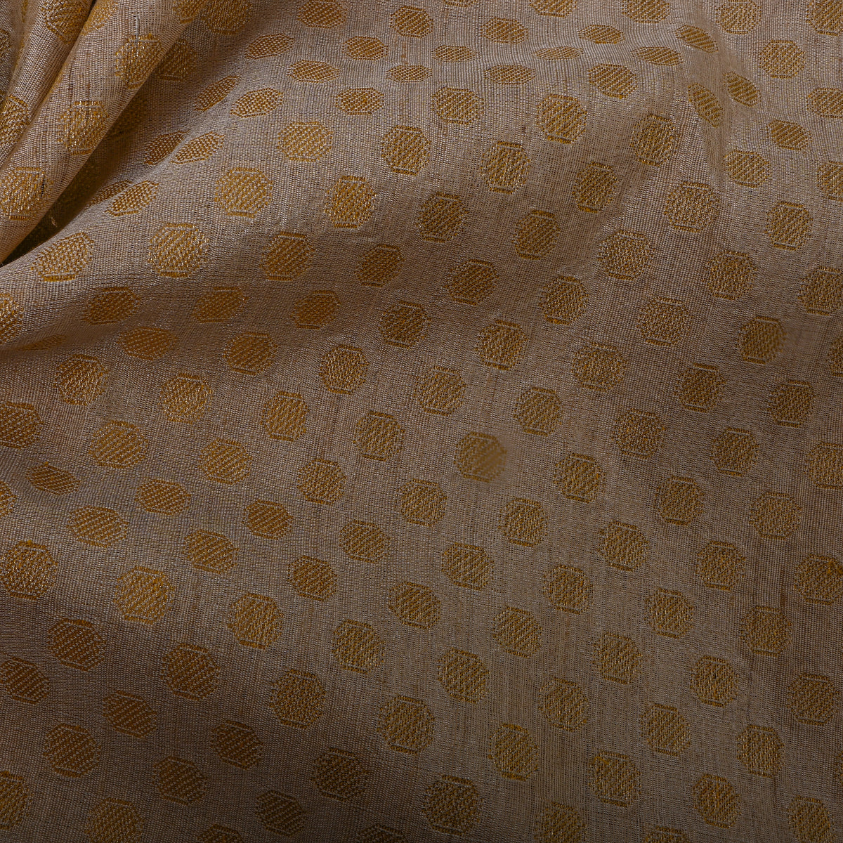 Champagne Gold Butti Jamawar Silk Fabric