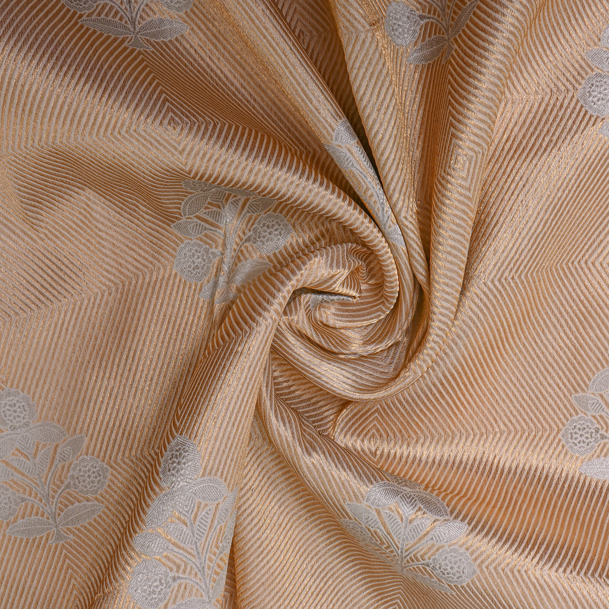 Sandal Gold Dual Tone Zari Butti Jamawar Silk Fabric