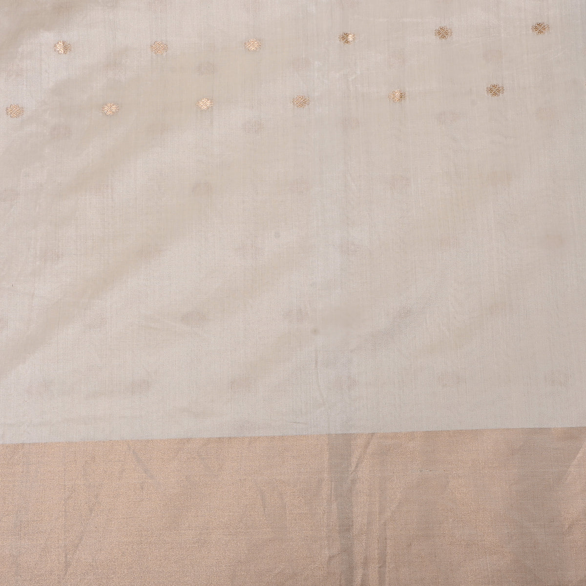 Cream Jamawar Silk With Gold Butti And Broad Border