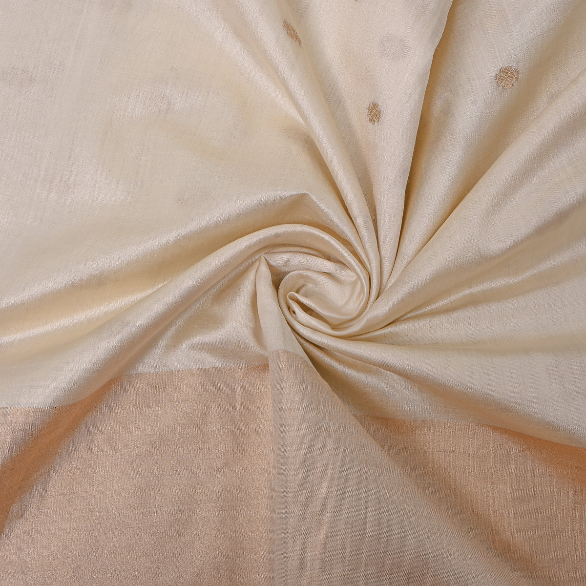 Cream Jamawar Silk With Gold Butti And Broad Border