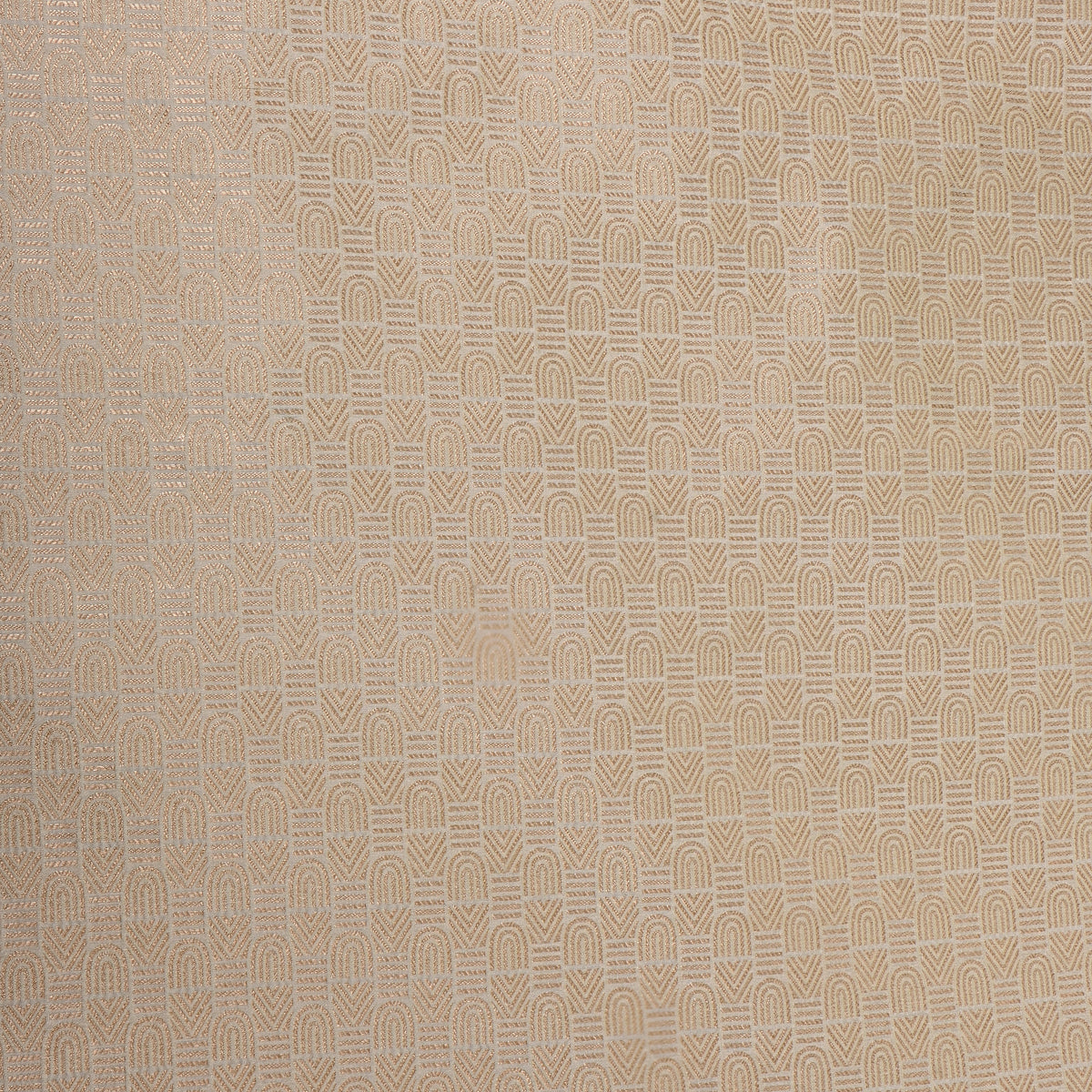 Almond Cream Gold Zari Arch Geometric Jamawar Silk Fabric
