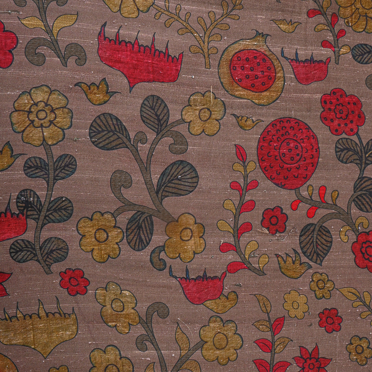 Sand Floral Digital Print Raw Silk Fabric