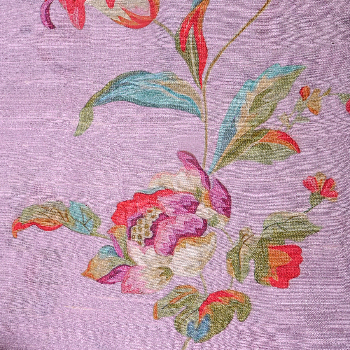 Wisteria Purple Floral Vine Digital Print Tussar Silk Fabric