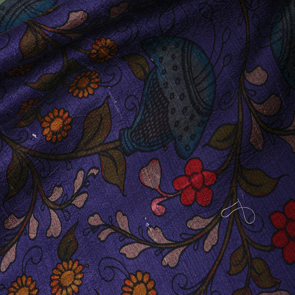 Amethyst Floral Digital Print Raw Silk Fabric