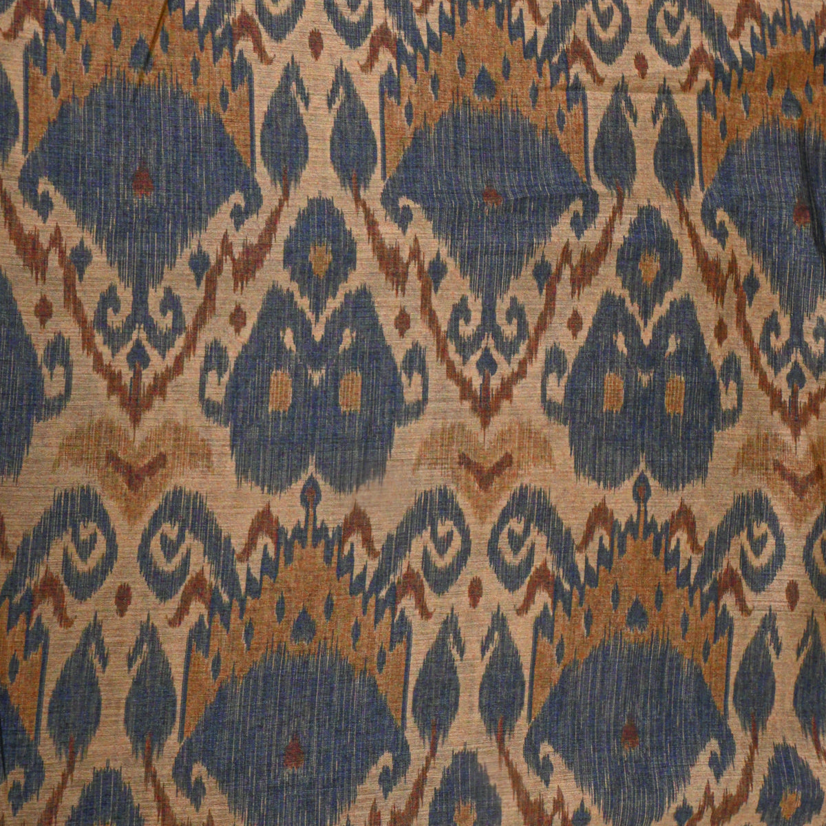 Sand Beige Ikat Geometric Print Tussar Silk Fabric