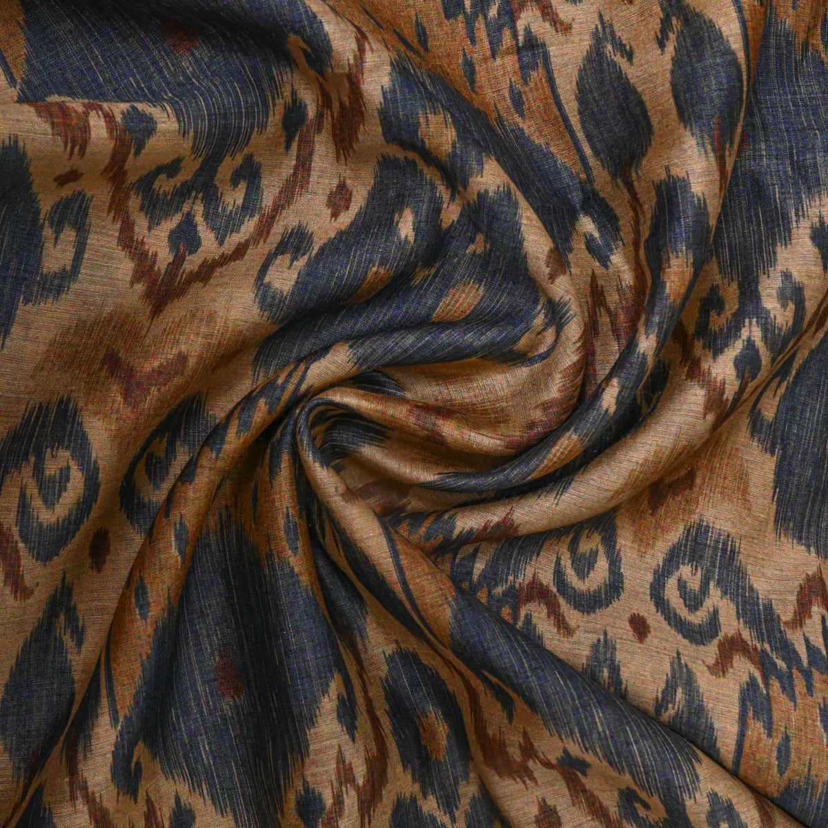 Sand Beige Ikat Geometric Print Tussar Silk Fabric