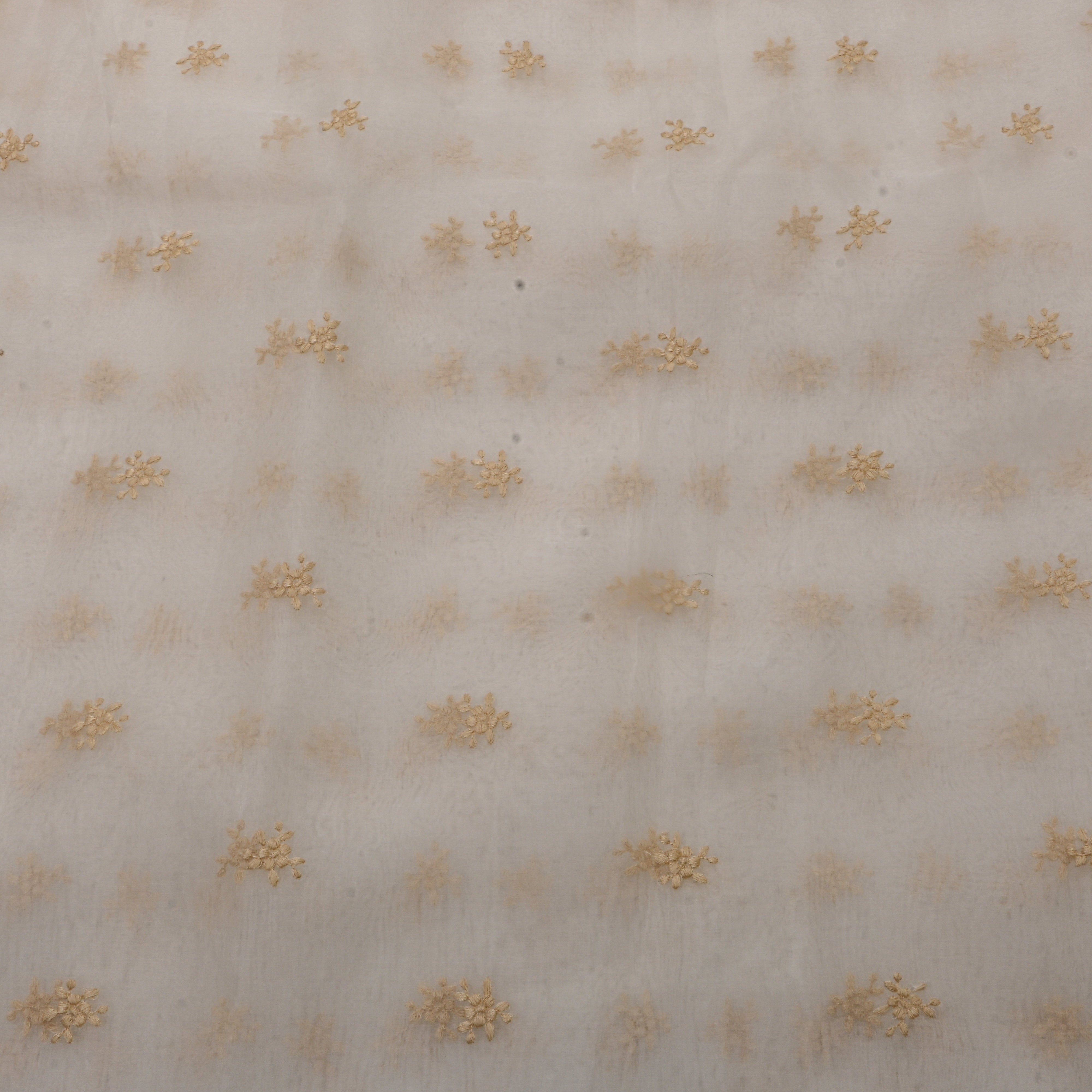 White Gold Star Booti Chanderi Fabric