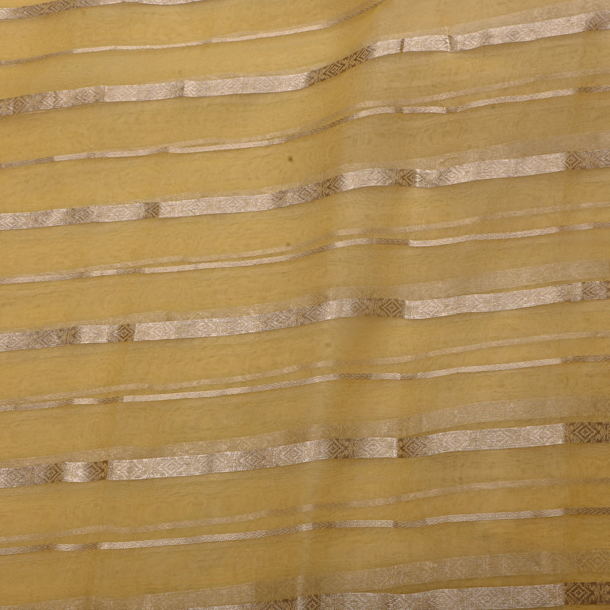 Gold Striped Zari Embroidered Organza